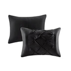 7 Piece Tufted Comforter Set Black Queen
