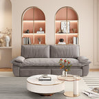 Grey Velvet Queen Pull Out Sofa Bed with 3-in-1 Convertible Design