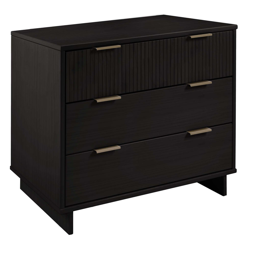 Solid Wood 3 Drawer Dresser with Ribbed Fronts - Multiple Colors
