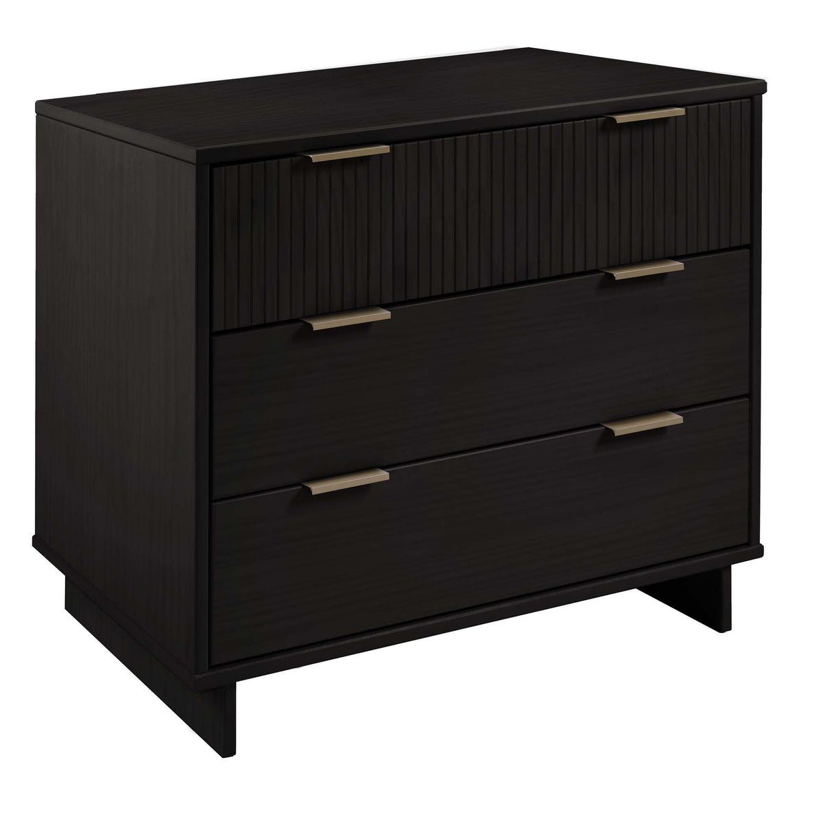 Solid Wood 3 Drawer Dresser with Ribbed Fronts - Multiple Colors