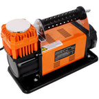 Heavy Duty 12V Air Compressor with Pressure Gauge – Black / Orange