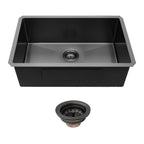 Black Undermount Kitchen Sink 16 Gauge Stainless Steel Single Bowl