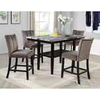 Upholstered Counter Height Chair Set with Fabric Upholstery - Black / Brown