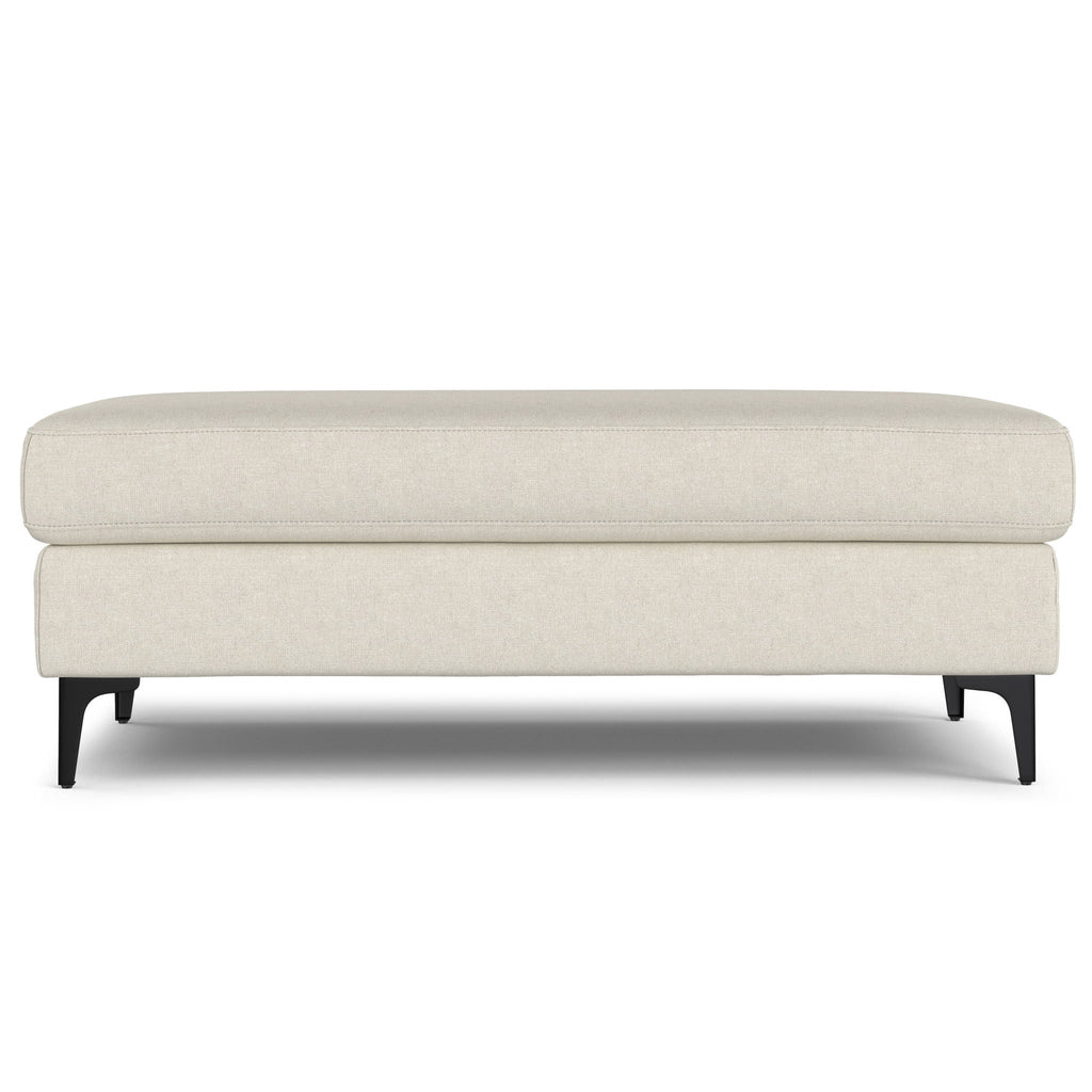 Versatile Mid Century Ottoman with Eco-Friendly Upholstery - Beige or Dark Gray