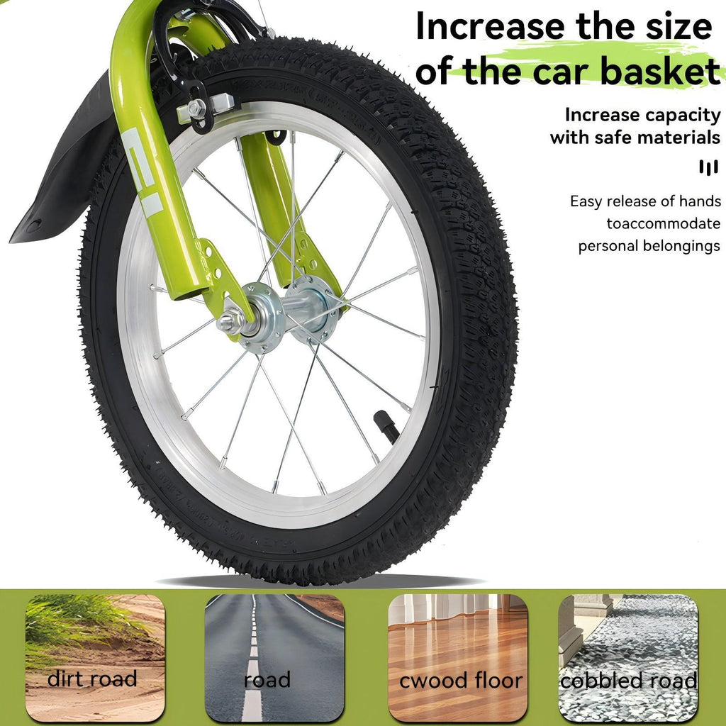 16-Inch Sporty Kids Cruiser Bike with Training Wheels - Green or Pink