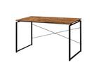 Industrial Style Desk & Bookshelf Set with Solid Wood Top - Silver