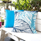 Leaf Vein Outdoor & Indoor Pillow with Weather Resistant Cover - Indigo