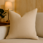 Soft Neutral Throw Pillow with Bouclé Texture - Beige