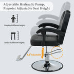Classic Reclining Barber Chair with Hydraulic Pump - Red or Black