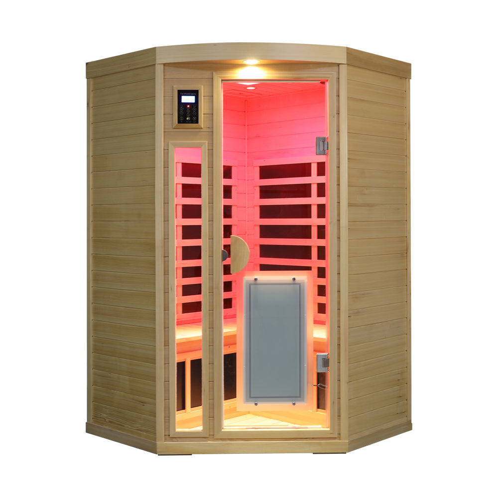 Hemlock Pentagonal Indoor Far Infrared Sauna Room with Digital Controls - Natural Hemlock