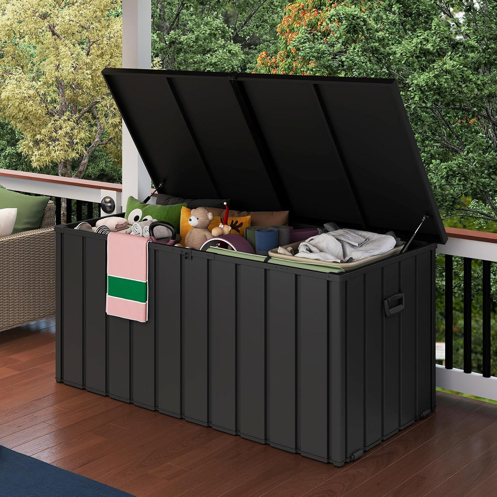 200 Gallon Metal Deck Box with Lockable Lid - Dark Gray or Brown