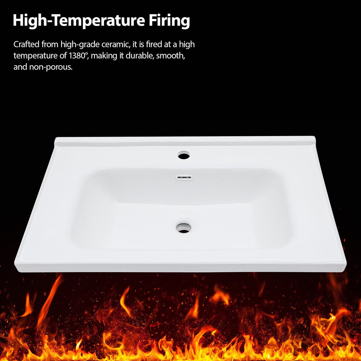 Modern Rectangular Vanity Top with Overflow – White