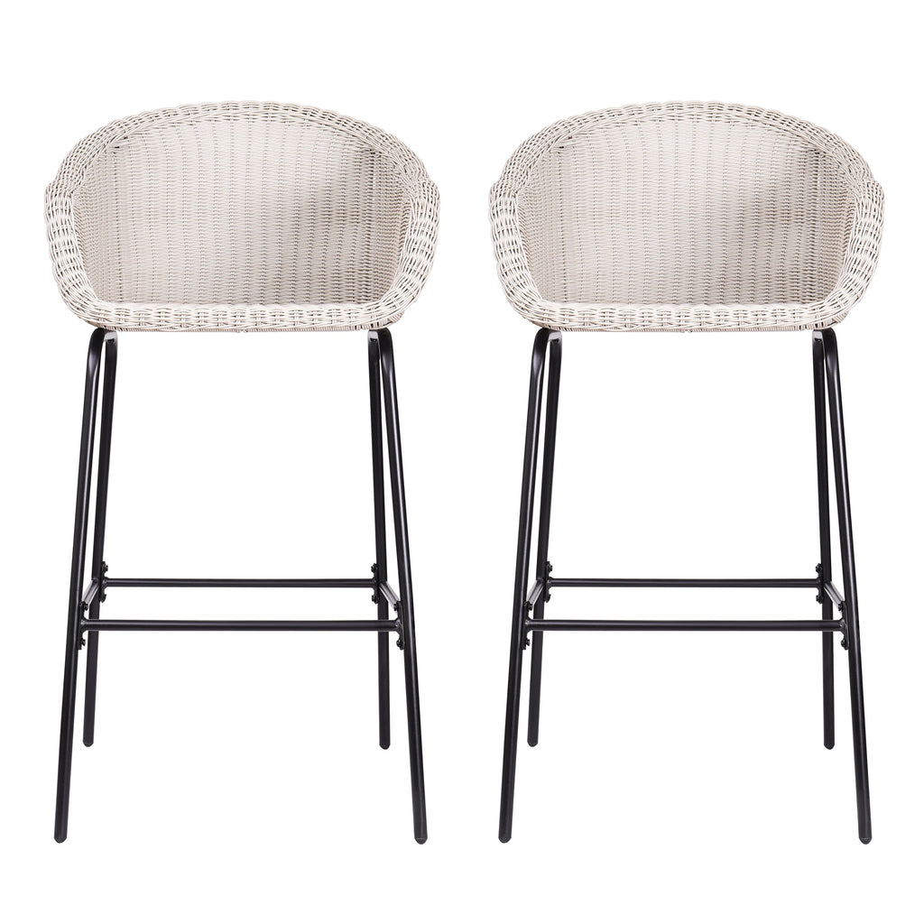 Ladd Outdoor Metal Wicker Barstool Set of 2