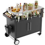 Outdoor Grill Cart With Storage, Rolling Bar Cart