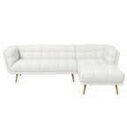 L Shape Sectional Sofa Tufted with Mid-Century Modern Design - Dark Gray or Beige