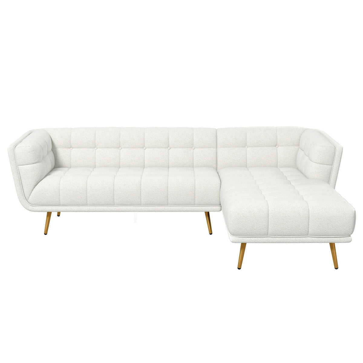 L Shape Sectional Sofa Tufted with Mid-Century Modern Design - Dark Gray or Beige