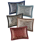 Navy 12 Piece Comforter Set with Cotton Bed Sheets - Queen, Paisley Jacquard