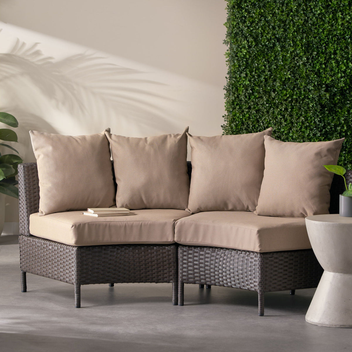 Pt Limon Modern Outdoor Single Sofa with Iron Frame – Pearl Silver or Light Brown