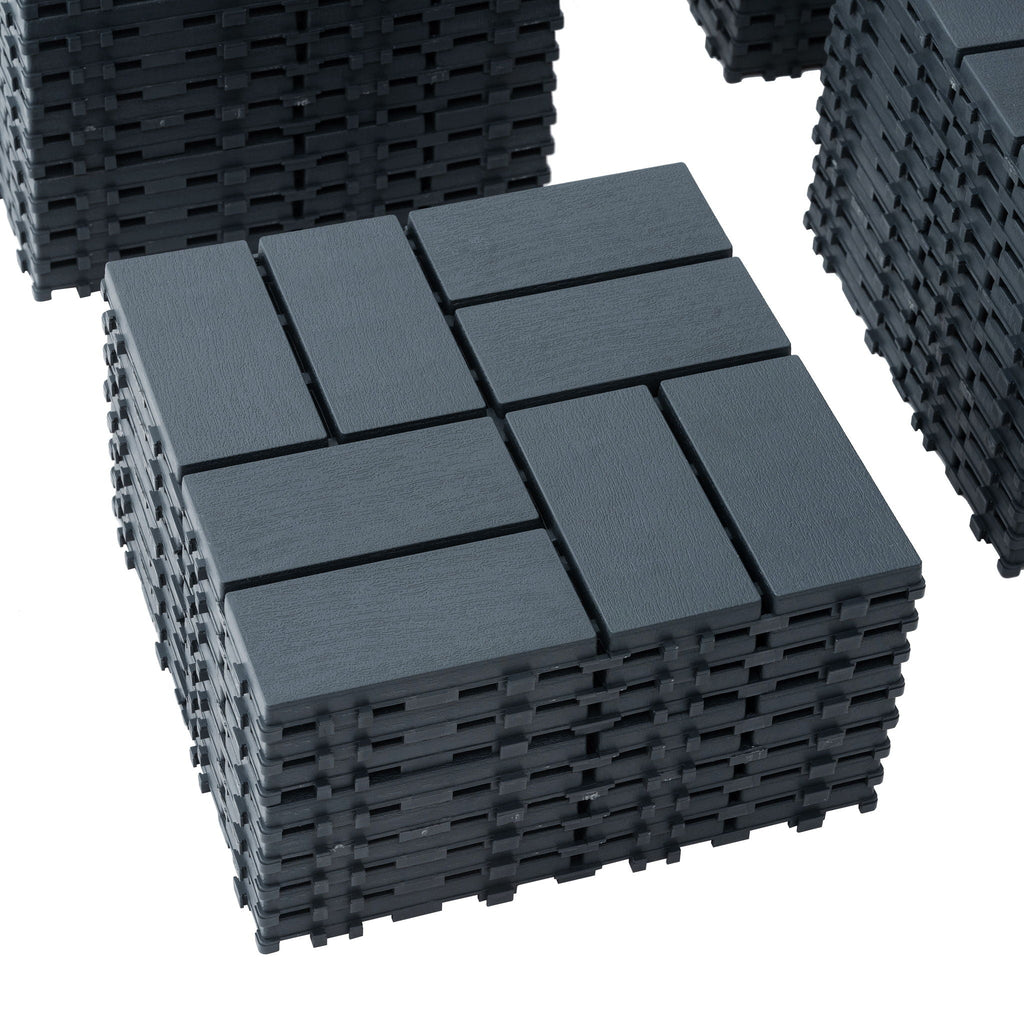Interlocking Deck Tiles 44 Pack with Easy Installation - Dark Brown or Dark Gray