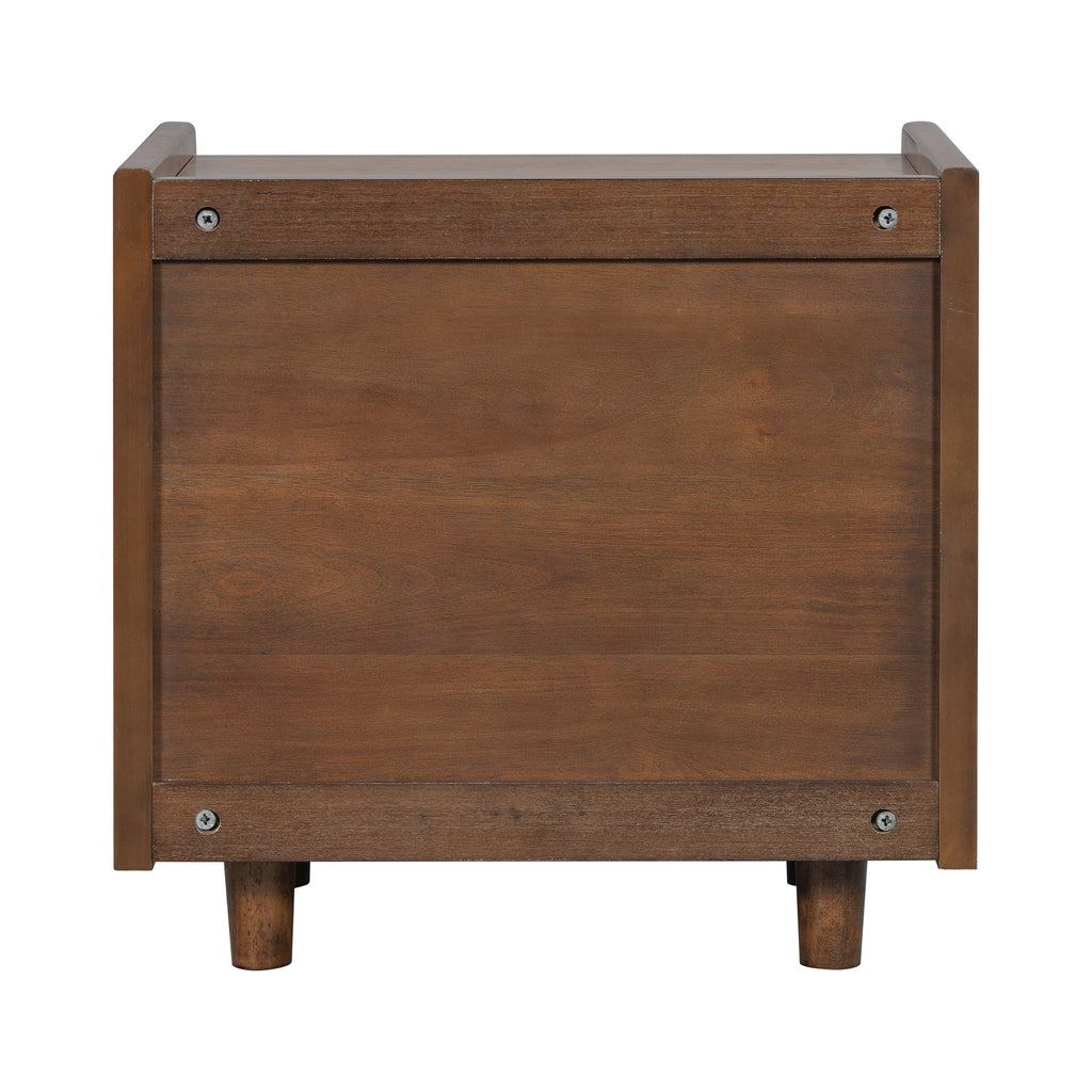 Walnut Nightstand with Rattan Detail for Modern Bedrooms - Walnut
