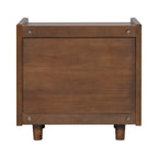 Walnut Nightstand with Rattan Detail for Modern Bedrooms - Walnut