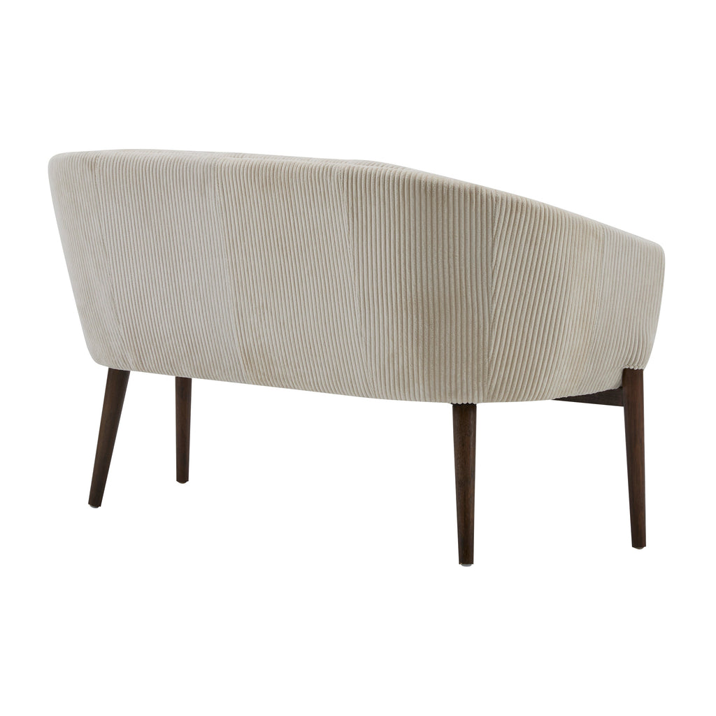 Corduroy Recessed Arm Loveseat with Channel Tufting - Beige & Walnut