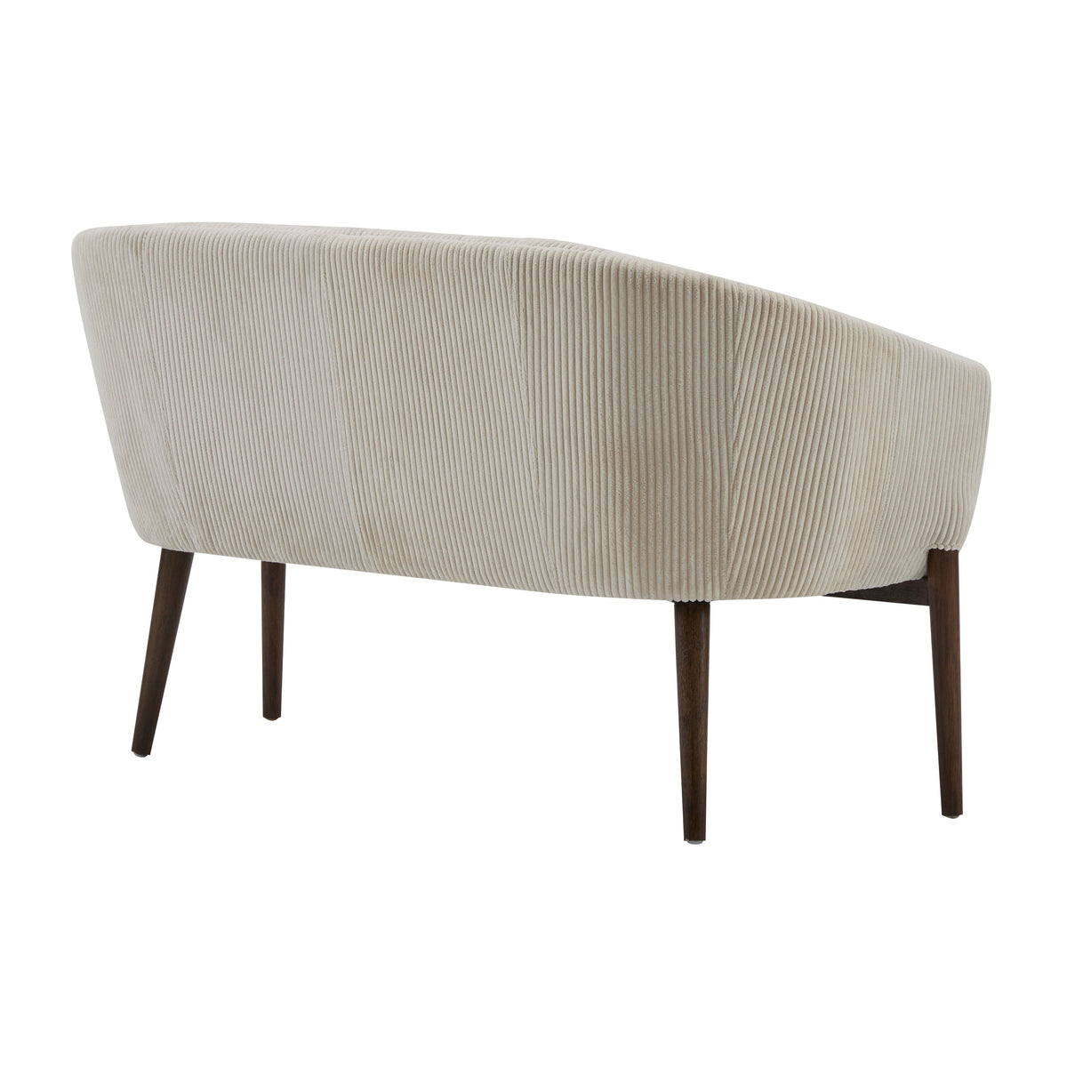 Corduroy Recessed Arm Loveseat with Channel Tufting - Beige & Walnut