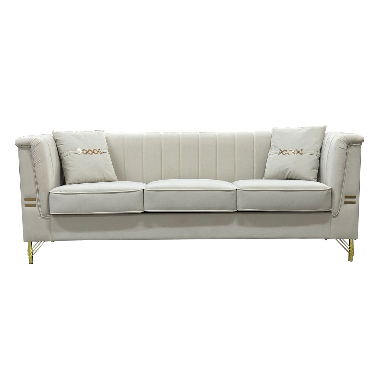 FX-P82B-BE Velvet 3-Seater Sofa