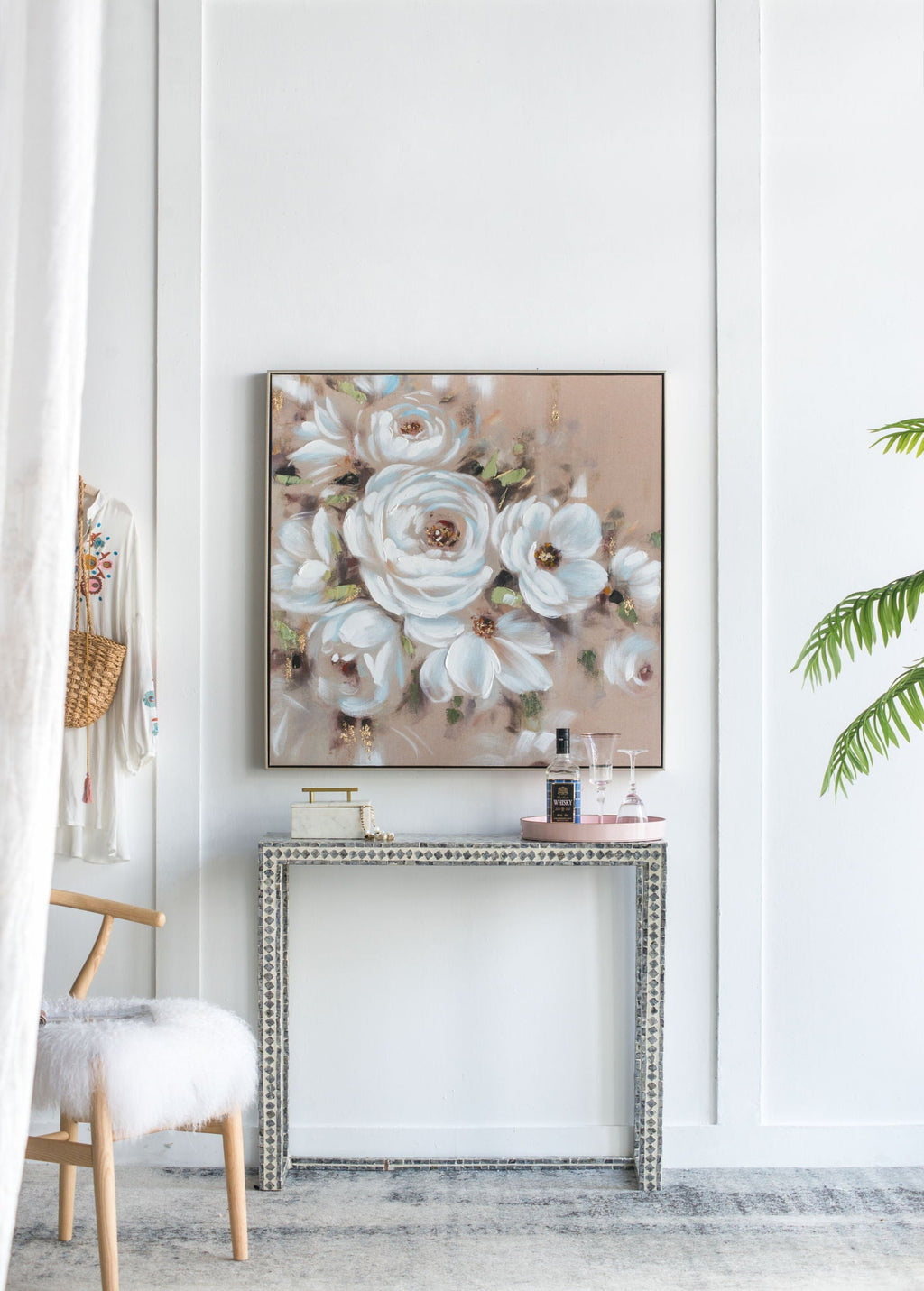 Square Framed Wall Art Flower Canvas Print