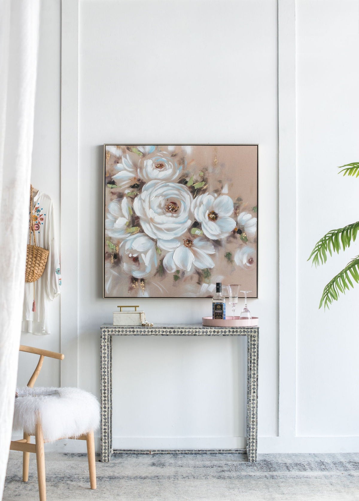 Square Framed Wall Art Flower Canvas Print