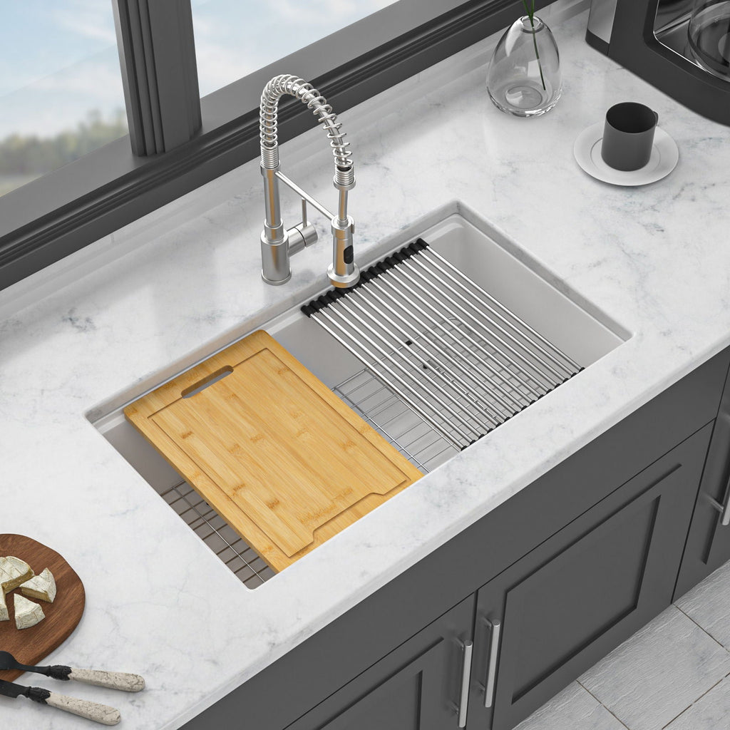 Granite Composite Workstation Undermount Kitchen Sink - Black or White