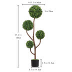 4ft Tall Artificial Boxwood Topiary Tree with Sturdy Planter - Green