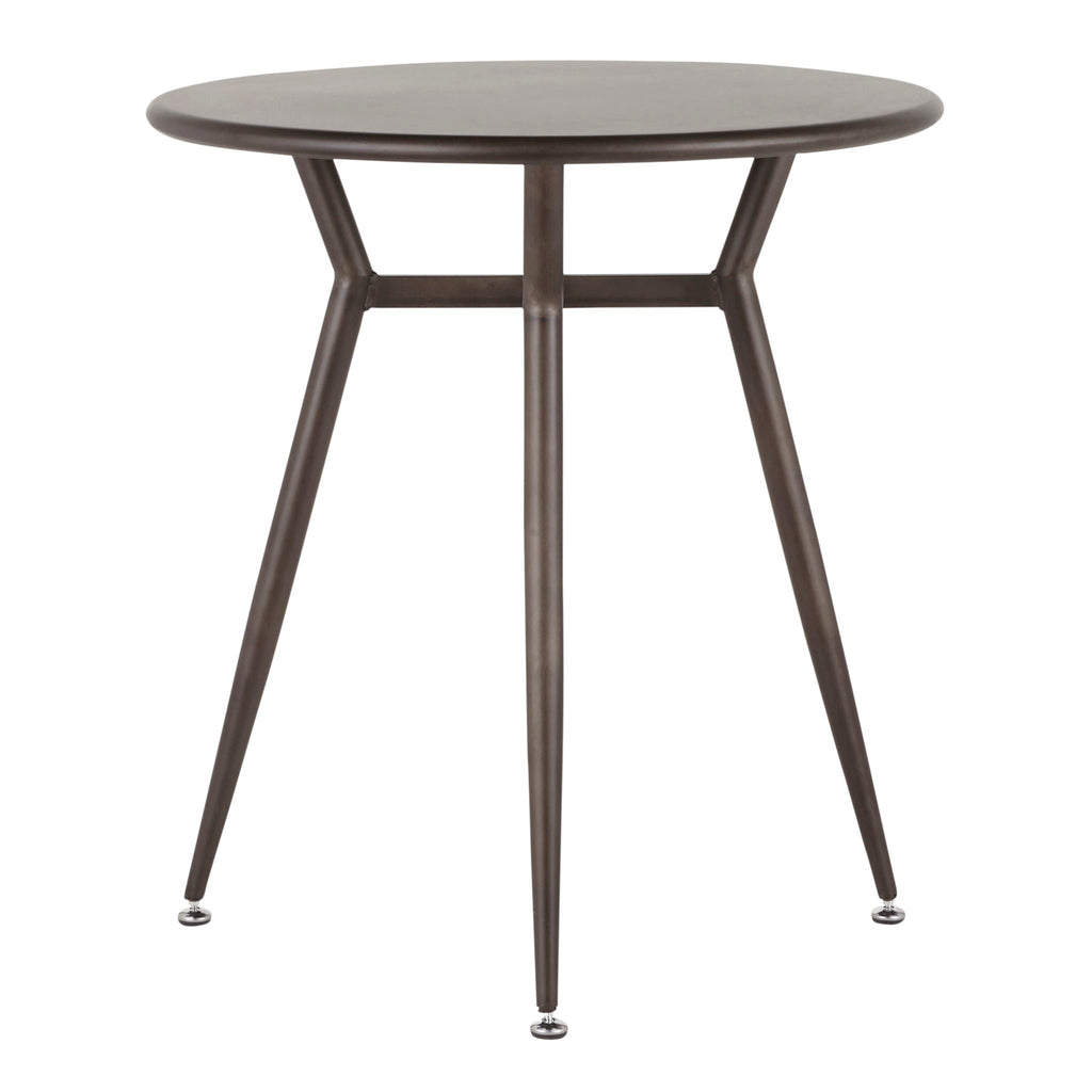 Industrial Round Dinette Table with Metal Legs - Antique