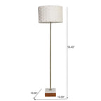 Gold Floor Lamp with Marble Base and Imitation Leather Shade
