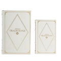 Book Boxes Set of 2 with Faux Leather Covers - White / Gold