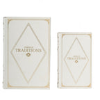 Book Boxes Set of 2 with Faux Leather Covers - White / Gold