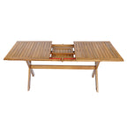 Acacia Wood Telescopic Outdoor Dining Table with Adjustable Length - Teak Finish