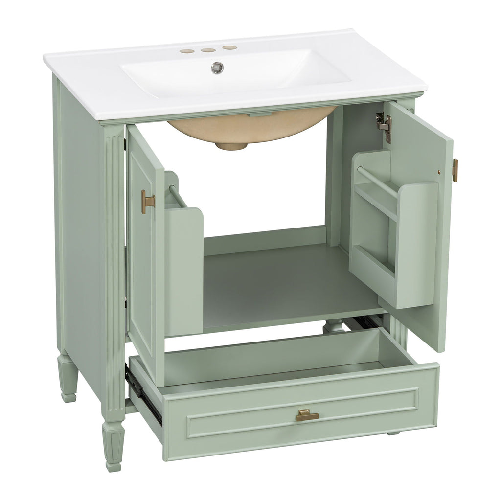 Freestanding Vanity with Drawer & Soft Close Doors - Green or White