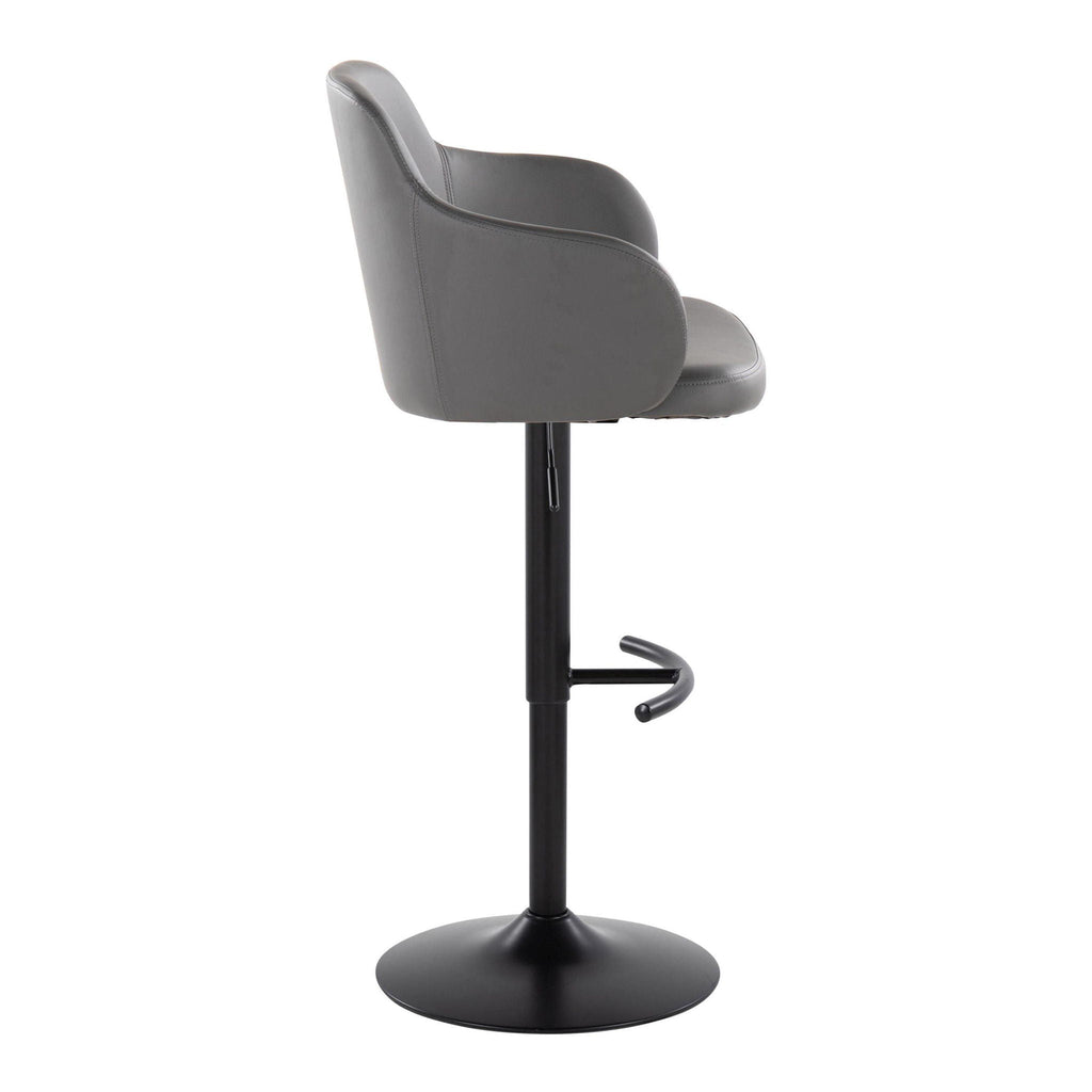 Contemporary Adjustable Barstool Set with Swivel - Rounded T Footrest - Dark Gray or Black