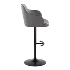 Contemporary Adjustable Barstool Set with Swivel - Rounded T Footrest - Dark Gray or Black