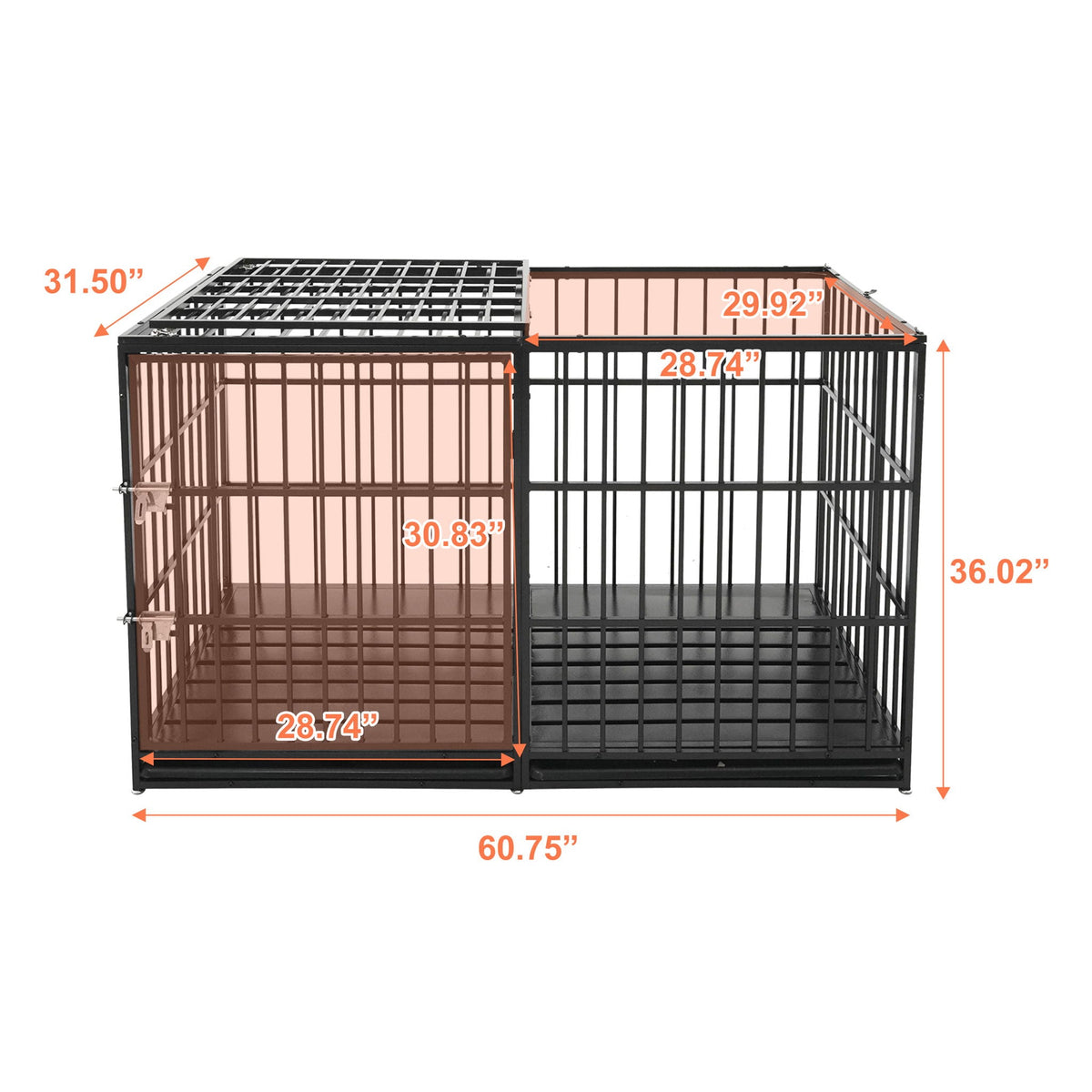 Extra Large Heavy Duty Dog Crate with Removable Pans - Black