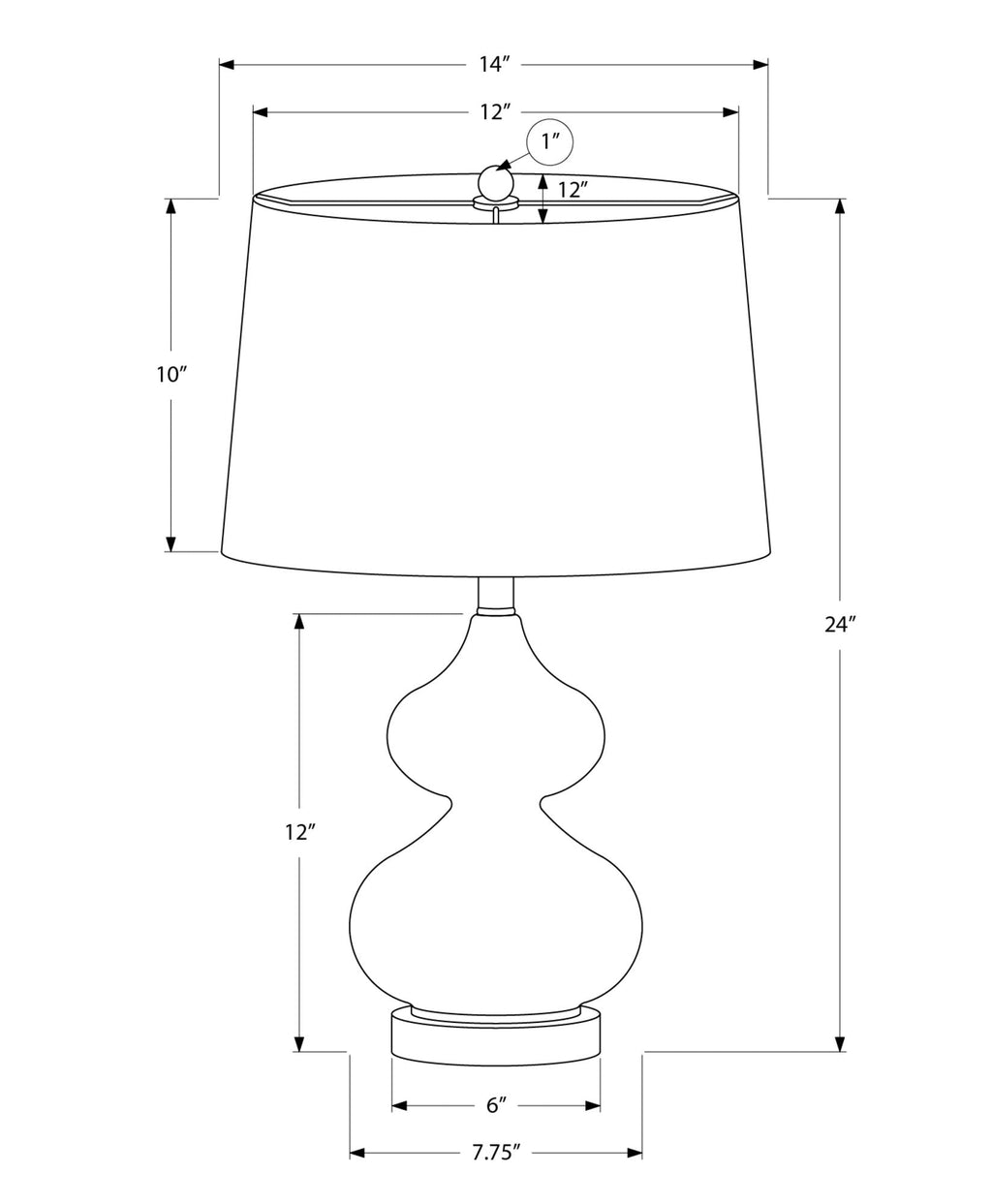 Contemporary Glass Table Lamp with Fabric Shade - Blue or Dark Green