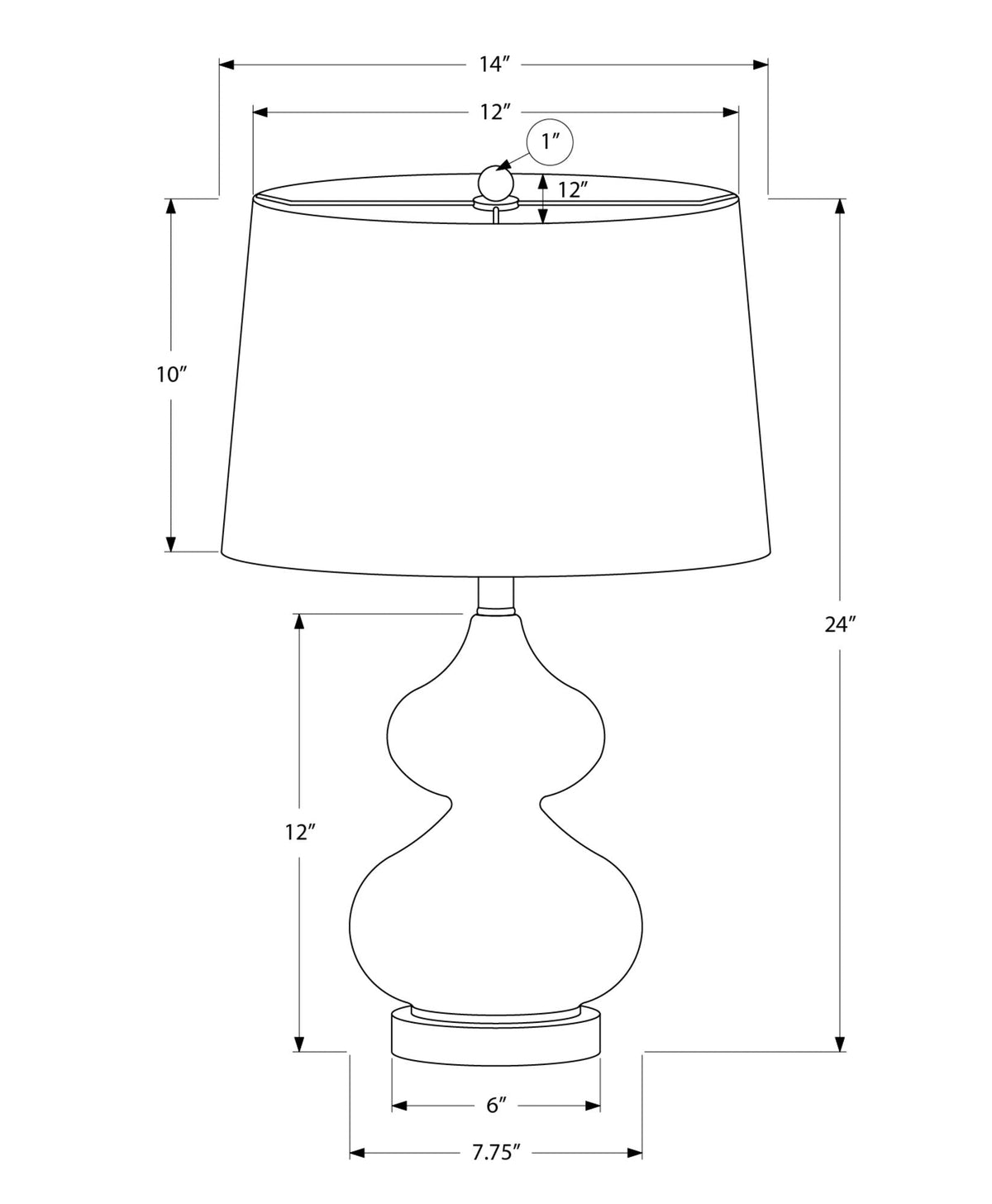Contemporary Glass Table Lamp with Fabric Shade - Blue or Dark Green