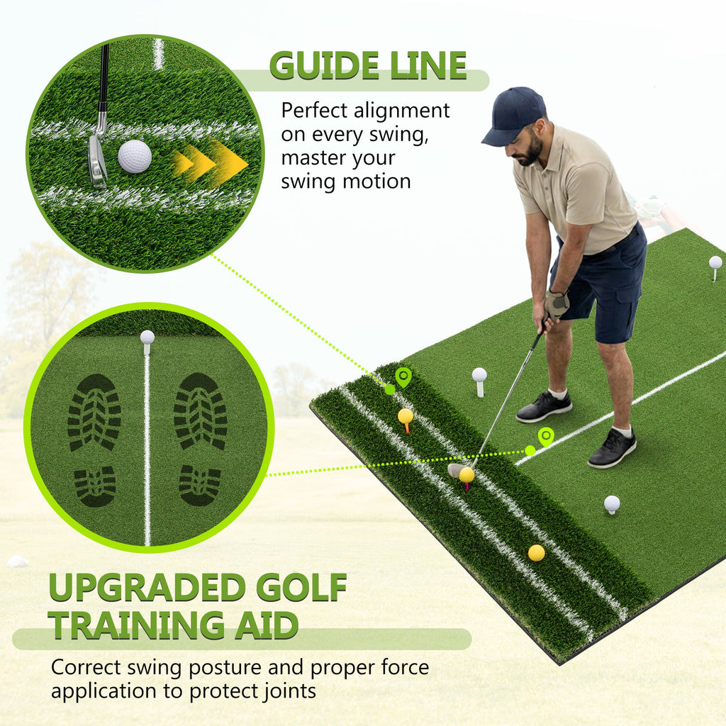 5'x4' Golf Hitting Mat with Guide Line - Heavy Duty Turf Practice