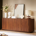 Walnut Sideboard Storage Cabinet with Wave Pattern - 64" Wide