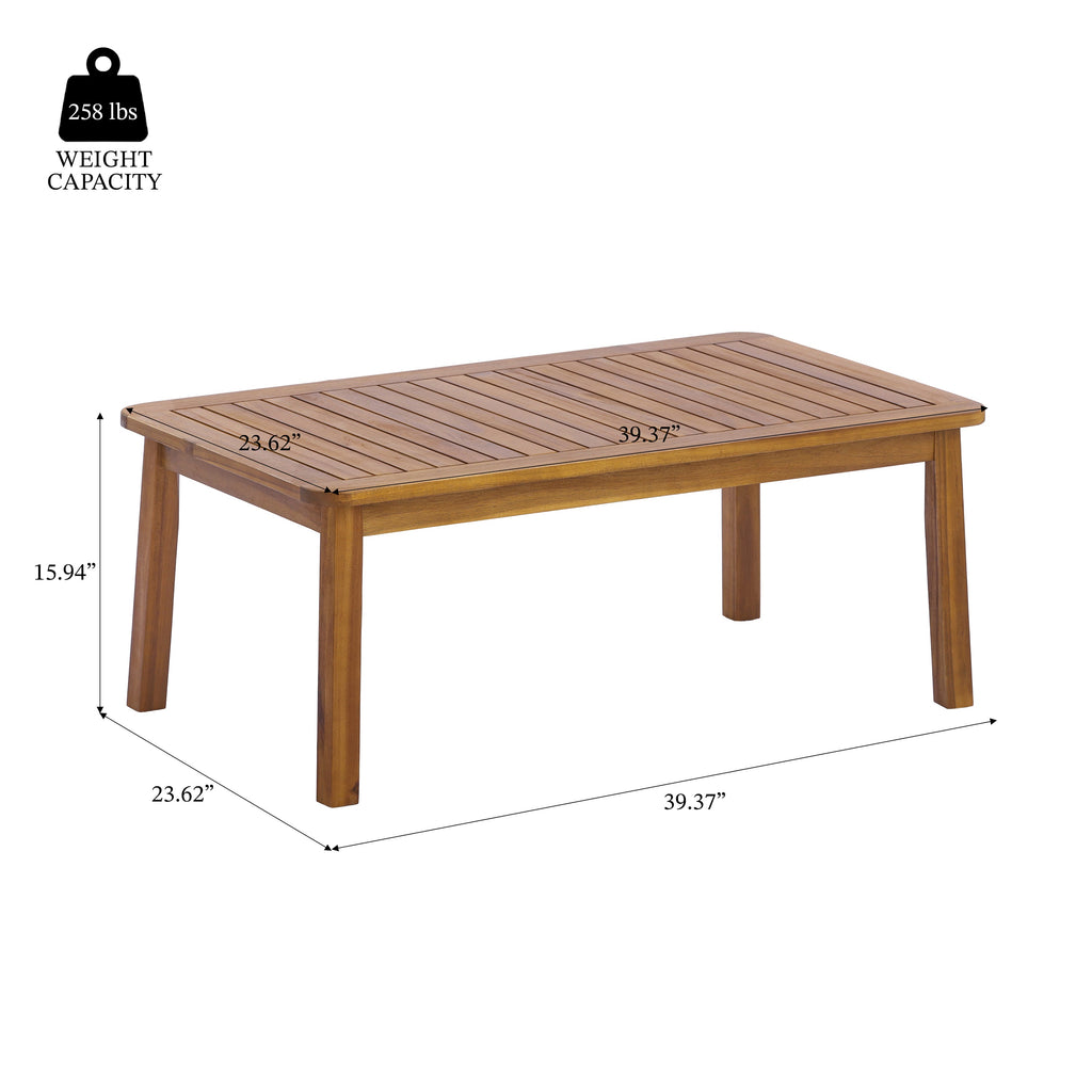 Teak 4-Piece Outdoor Sofa Set with Cushions - Patio Furniture