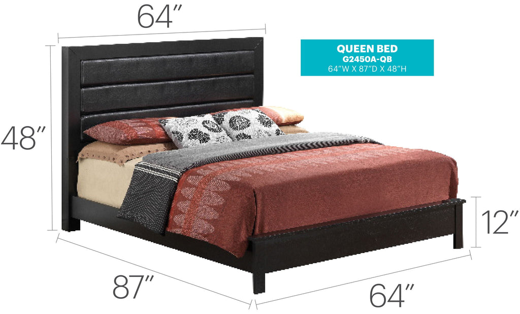 Transitional Modern Panel Bed with Wood Construction - Multiple Colors