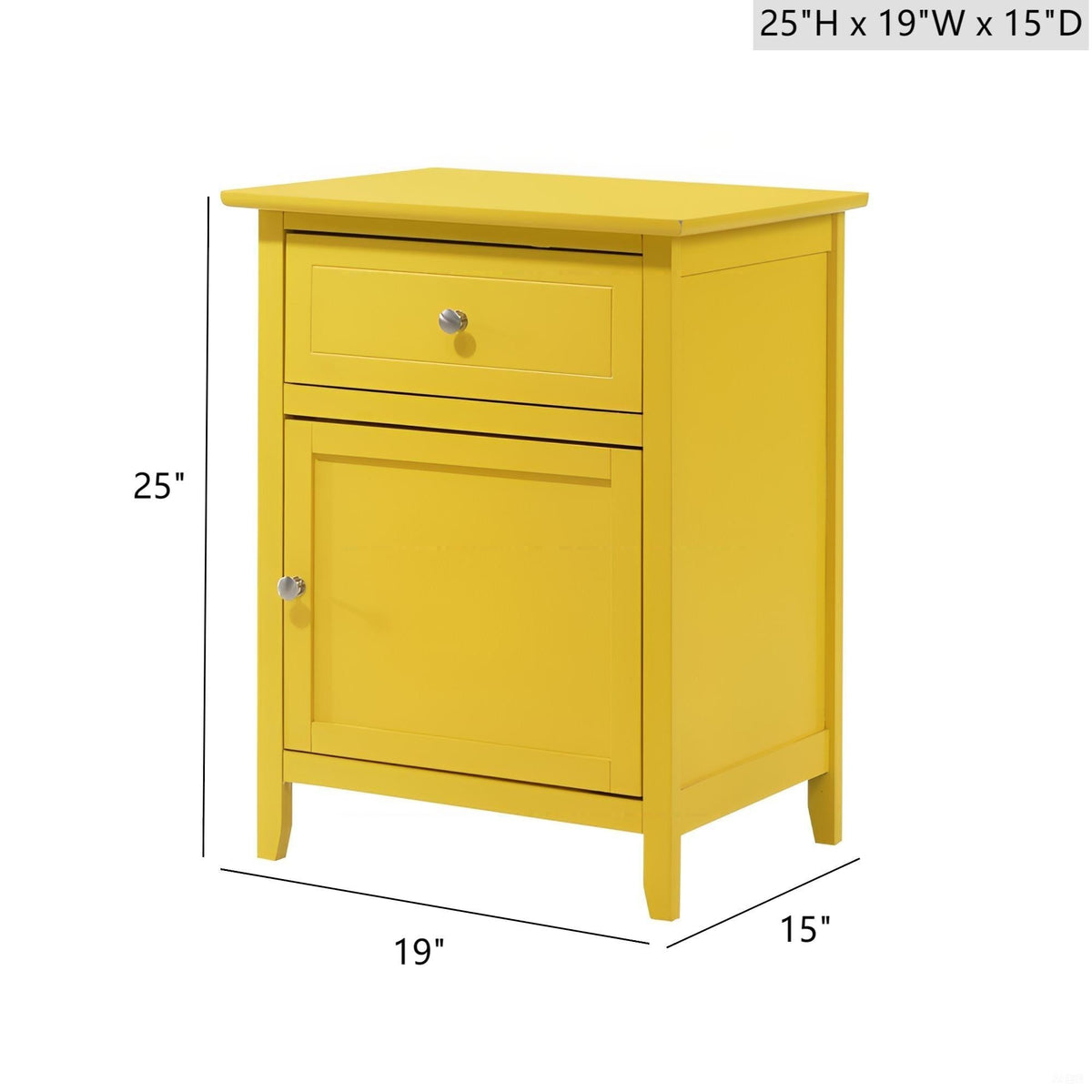1 Drawer / 1 Door Nightstand with Durable Wood Construction - Multiple Colors