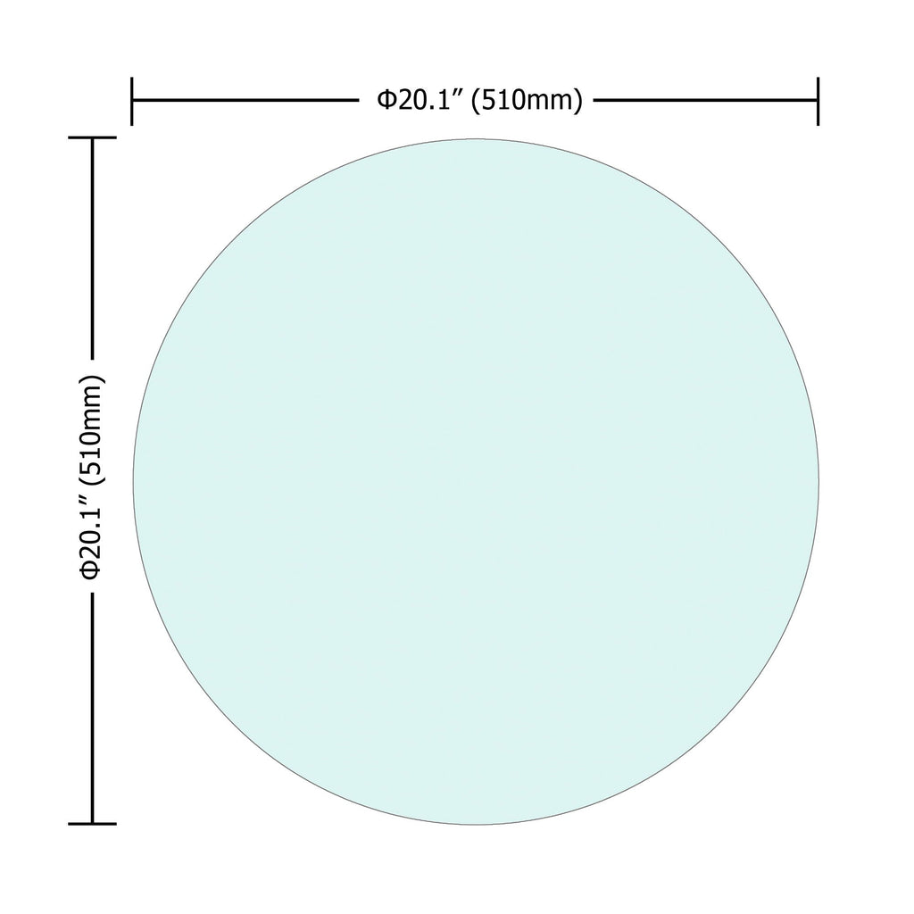 20" Round Tempered Glass Table Top with Flat Polished Edge - Transparent
