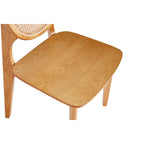 Rattan Cane Backrest Dining Chair Set with Solid Wood Frame - Black or Light Brown